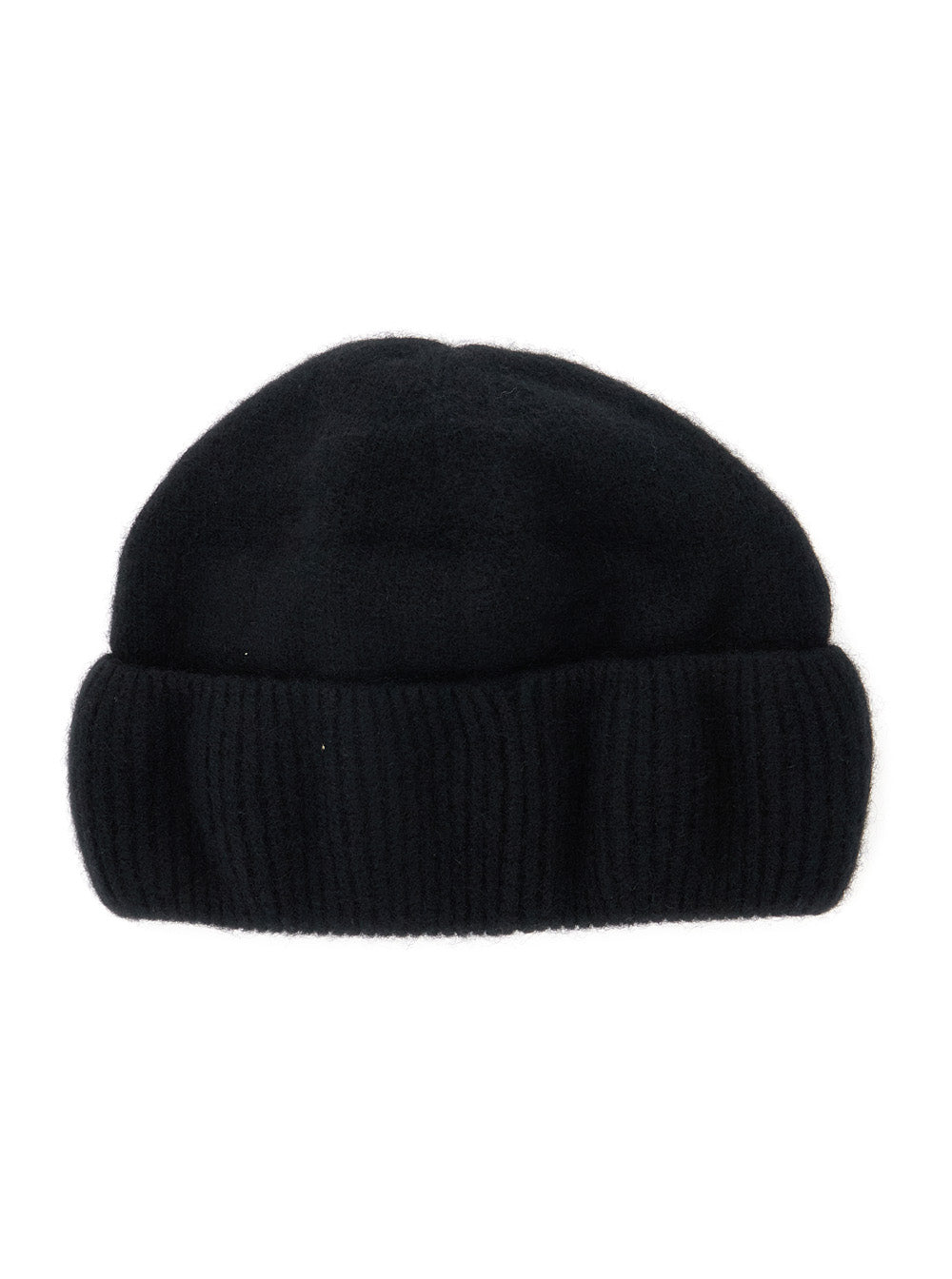 Vivian Black Beanie with Logo Plaque Detail on the Front in Cashmere Woman Hats And Gloves