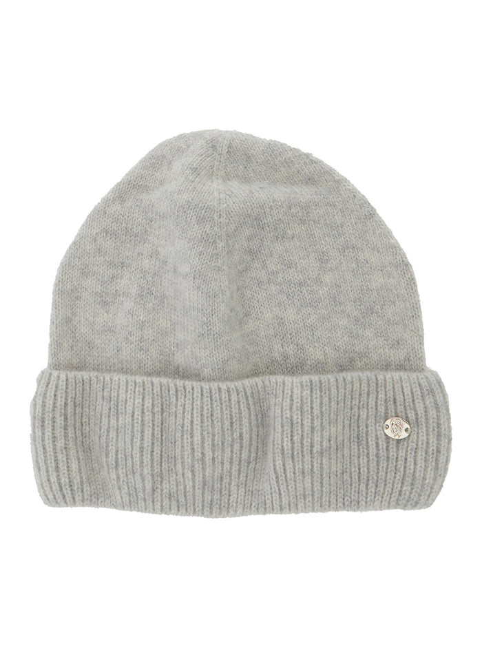 Vivian Grey Beanie with Logo Plaque Detail on the Front in Cashmere Woman Hats And Gloves
