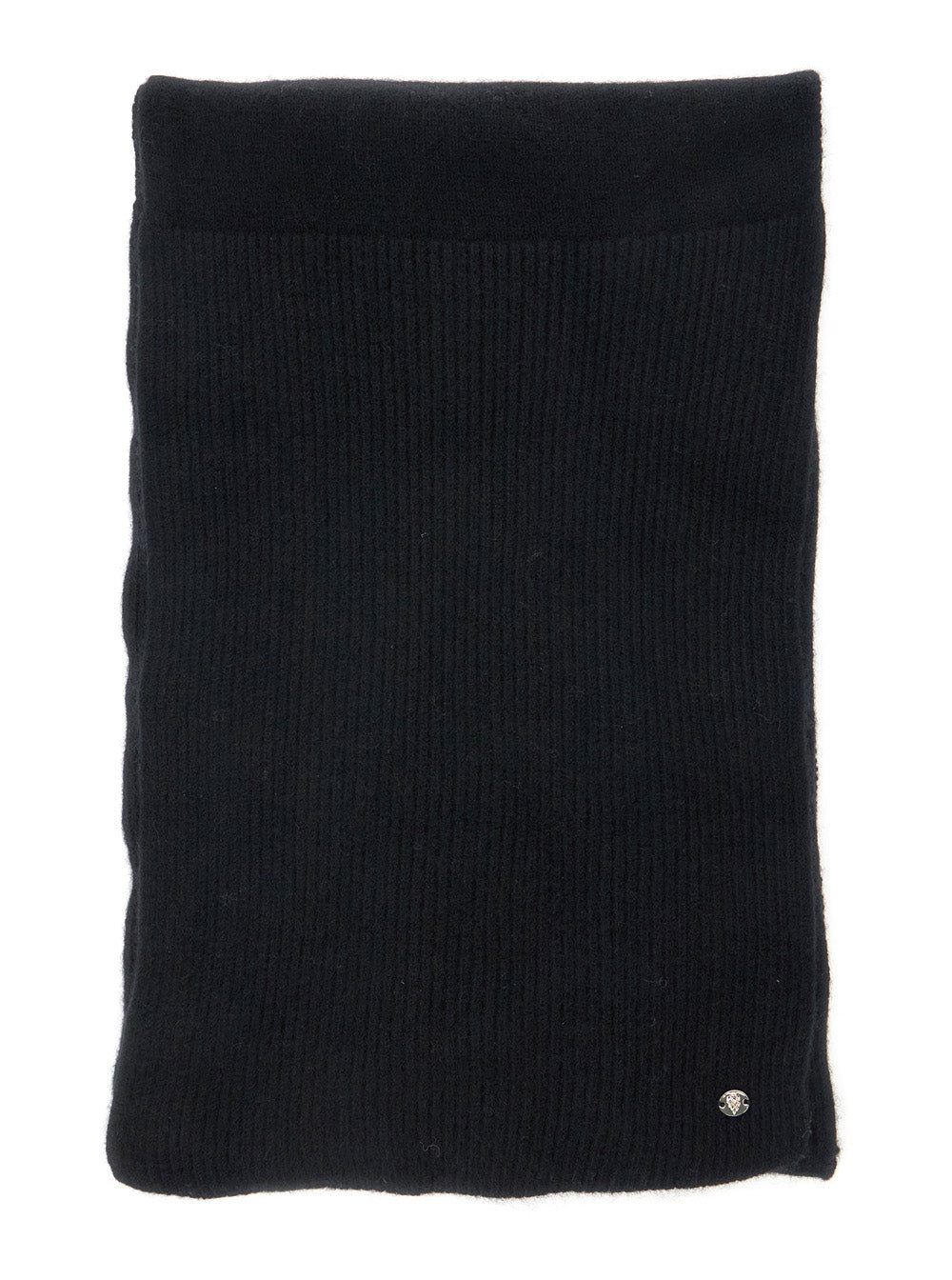 Reese Black Scarf with Logo Detail on the Front in Cashmere Woman Scarfs And Foulards