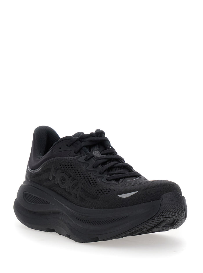 Bondi 9 Black Low Top Sneakers With Maxi Logo Lettering On The Side Tech Fabric Unisex Textile Synthetic