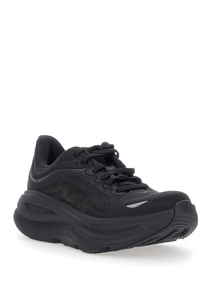 Bondi 9 Black Low Top Sneakers With Maxi Logo Lettering On The Side Tech Fabric Unisex Textile Synthetic