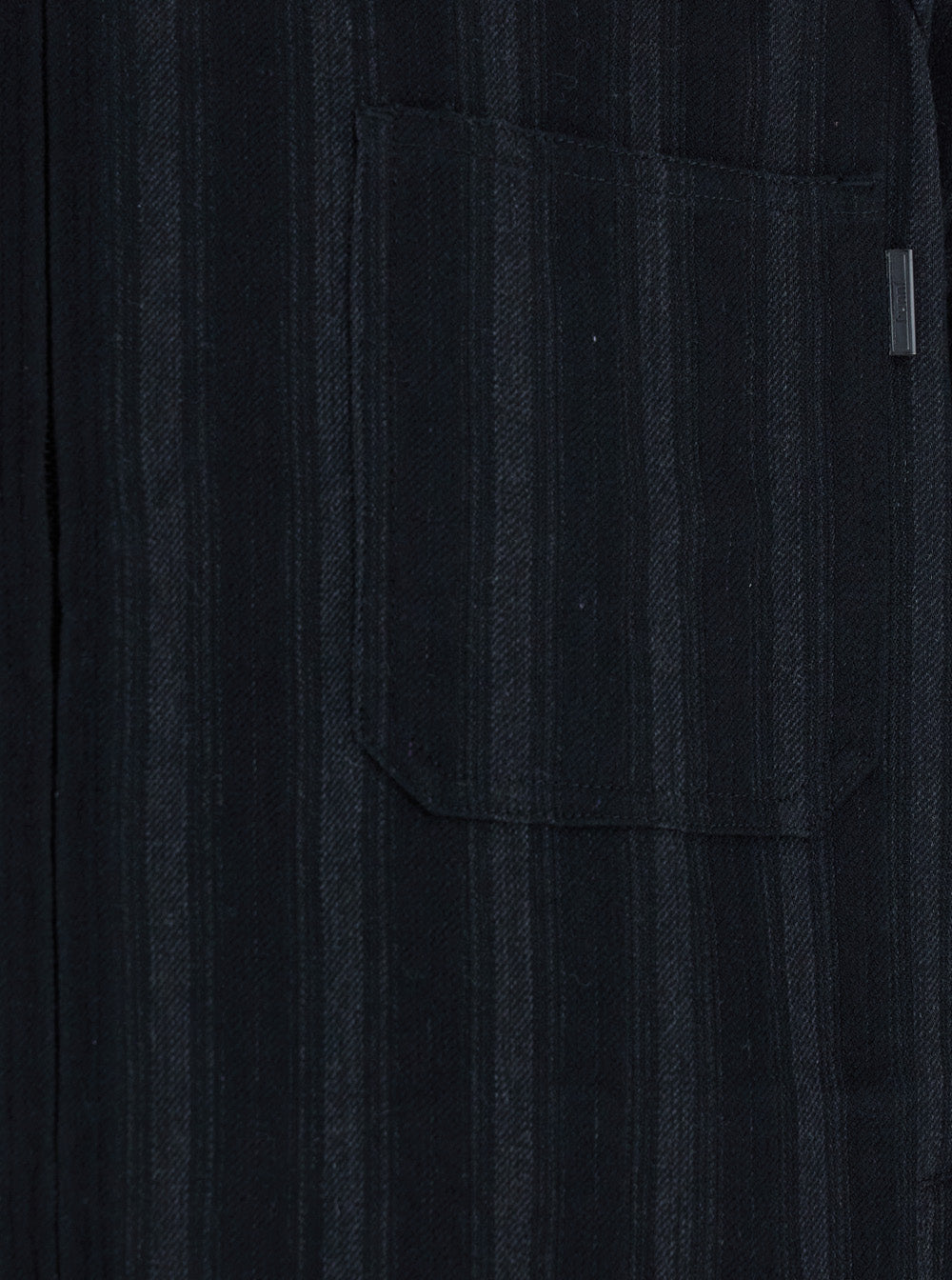 Black Jacket with Classic Collar and All-Over Stirped Motif in Wool Cotton Blend Man Outerwear