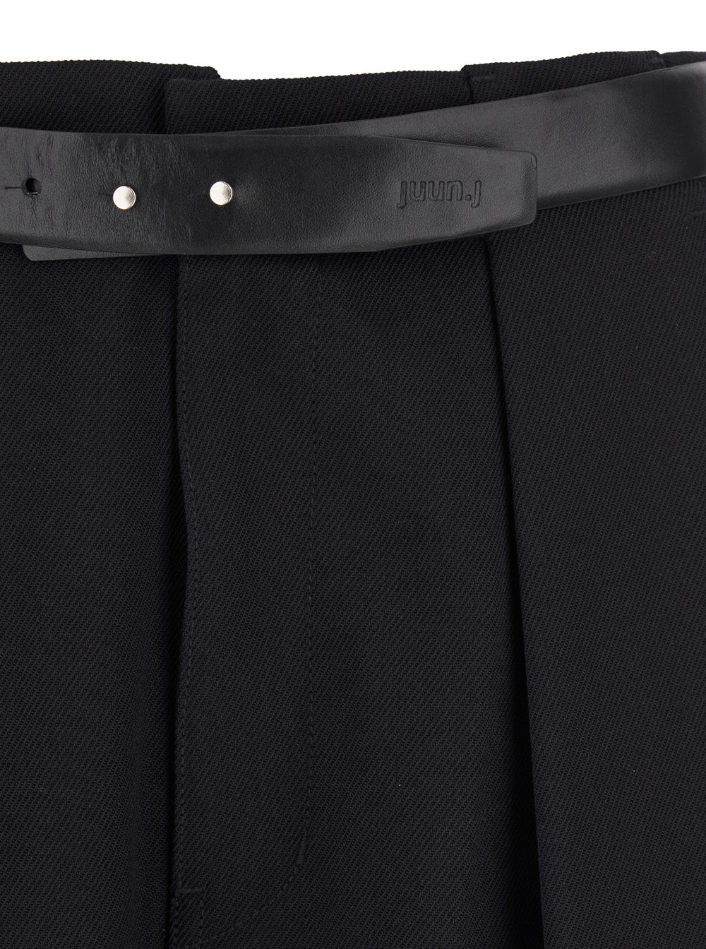Black Trousers With Built-Belt And Pleated Design Wool Blend Man