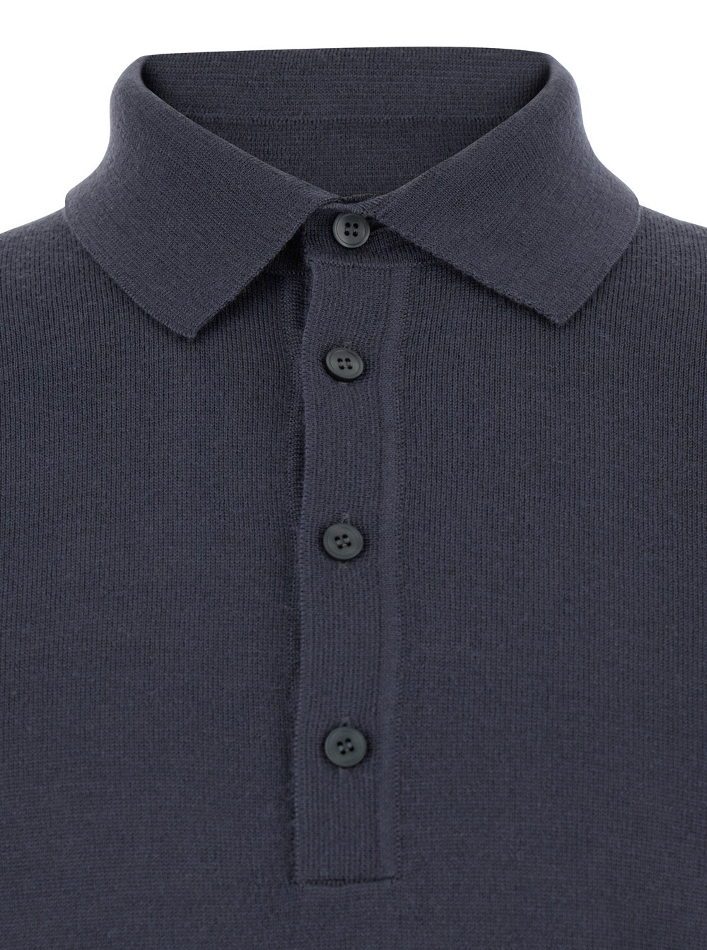 Grey Polo Shirt With Classic Collar And Ribbed Trims Wool Man Tshirts
