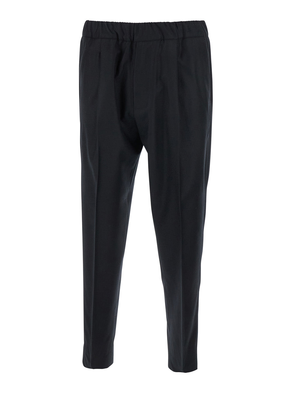 Black Pants with Elastic Waist in Cotton Man Trousers
