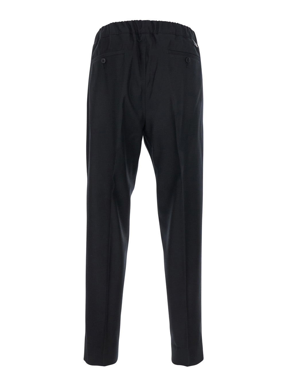 Black Pants with Elastic Waist in Cotton Man Trousers