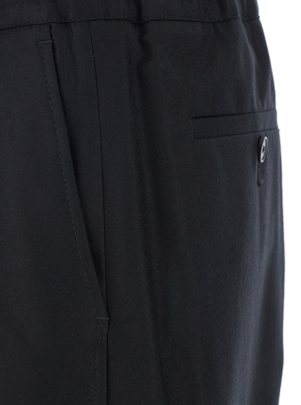 Black Pants with Elastic Waist in Cotton Man Trousers