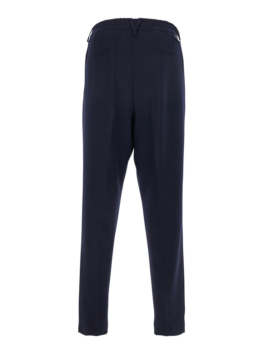 Blue Pants with Elastic Waist and Belt Loops in Cotton Man Blu Trousers
