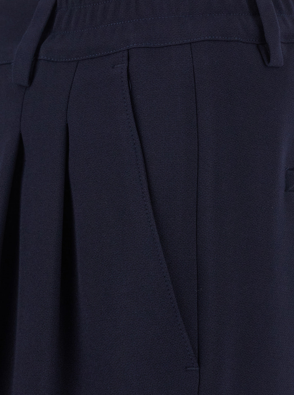 Blue Pants with Elastic Waist and Belt Loops in Cotton Man Blu Trousers