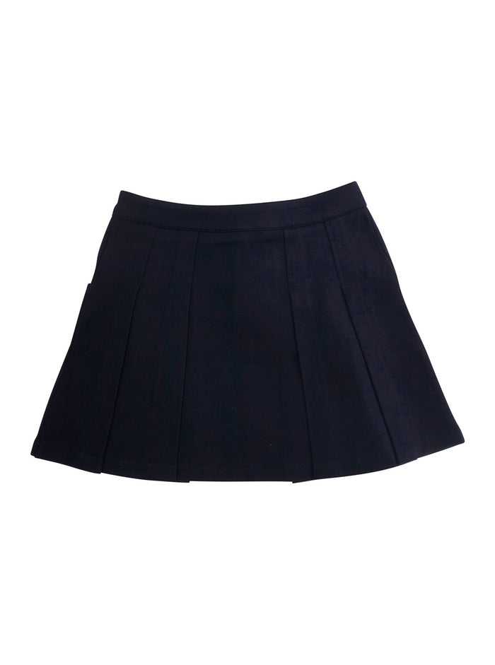 Blue Skirt With Pleated Details Tech Fabric Girl Blu Viscose Polyamide Elastane