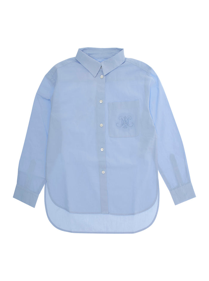 Light Blue Shirt With Chest Logo Cotton Girl And Blouses