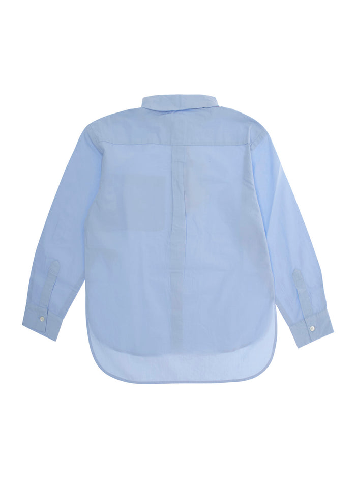 Light Blue Shirt With Chest Logo Cotton Girl And Blouses