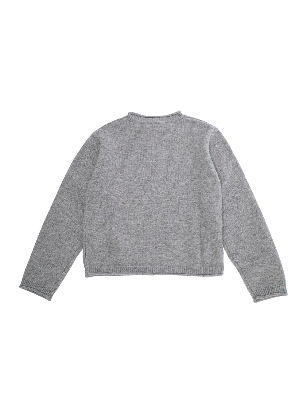 Grey Crew Neck Sweater With Front Logo Lettering Wool Blend Girl Jersey