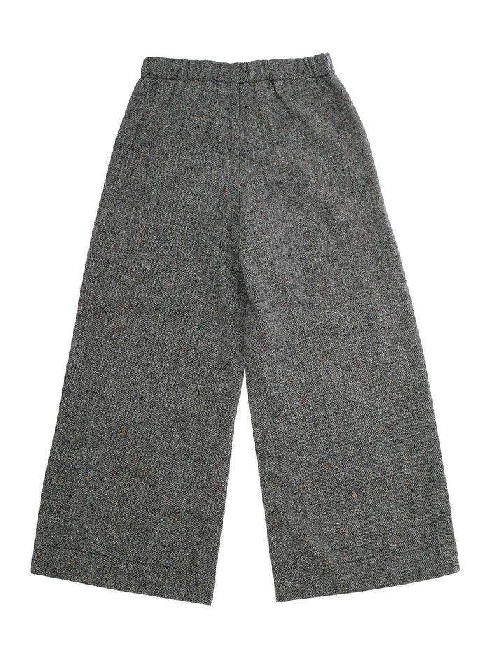 Grey Pants With Elastic Waist And Logo Embroidery On The Front Tech Fabric Girl Trousers