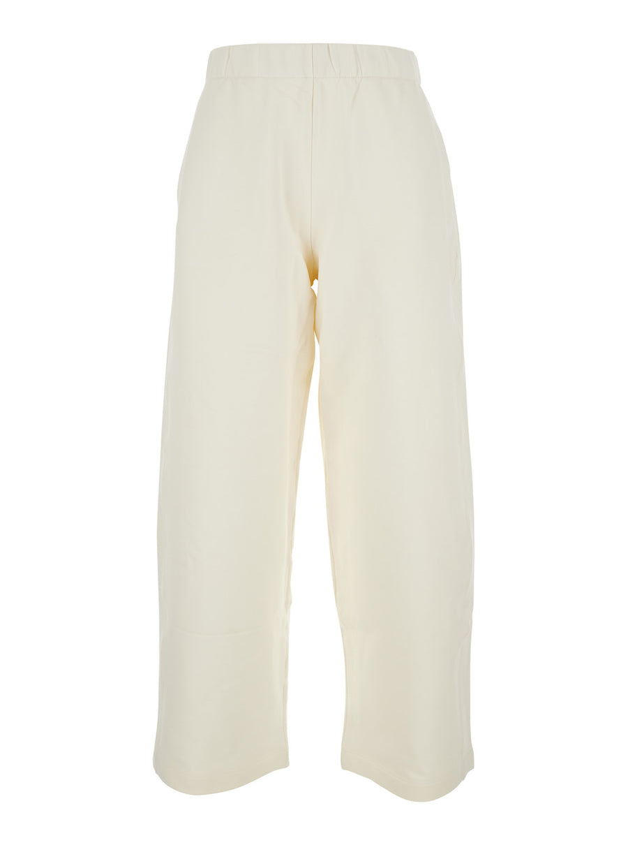 White Cotton And Silk Blend Pants Trousers