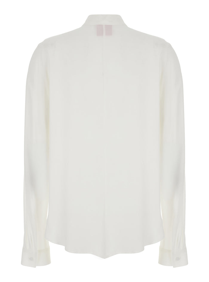 White Shirt With Classic Collar Fabric Woman And Blouses