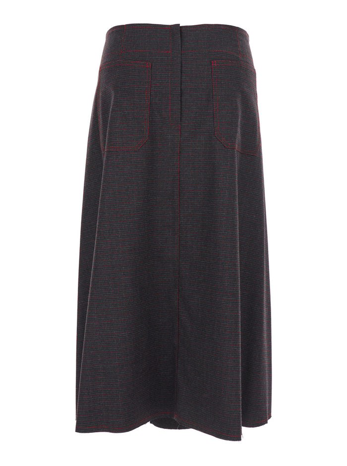 Blue Skirt With Contrasting Stitching And Concealed Closure Fabric Woman Blu