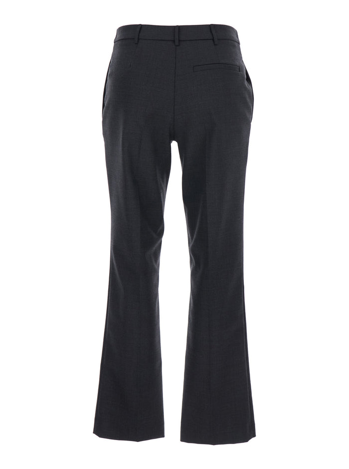 Grey Pants With Belt Loops And One Rear Welt Pockets Fabric Woman Trousers
