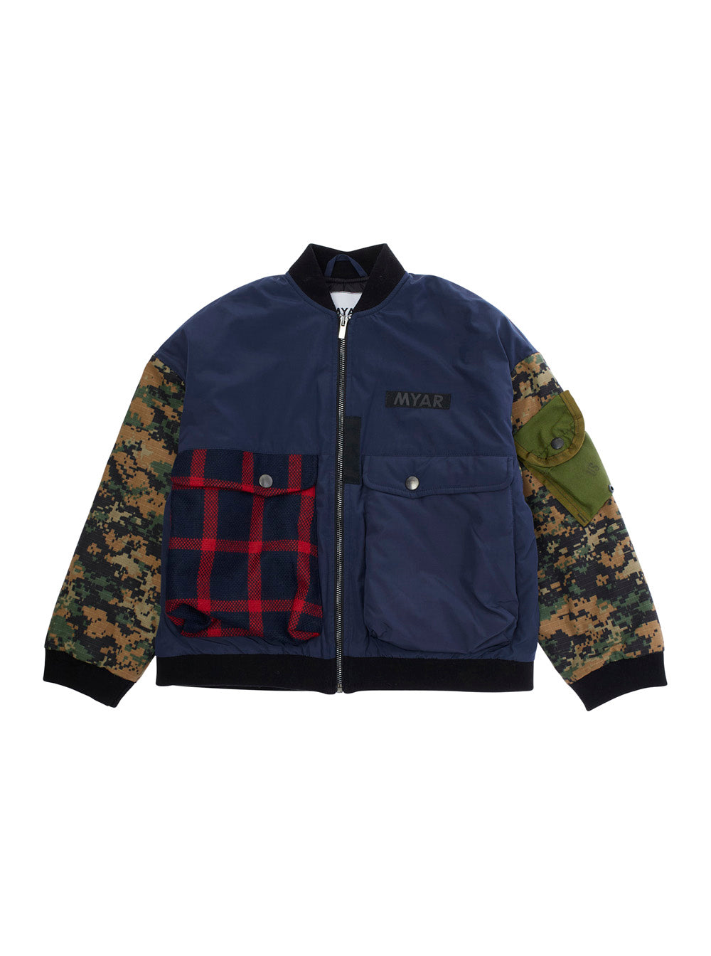Multicolor Jacket With Sleeves Military Motif And One Front Pocket Check Fabric Boy Blazers