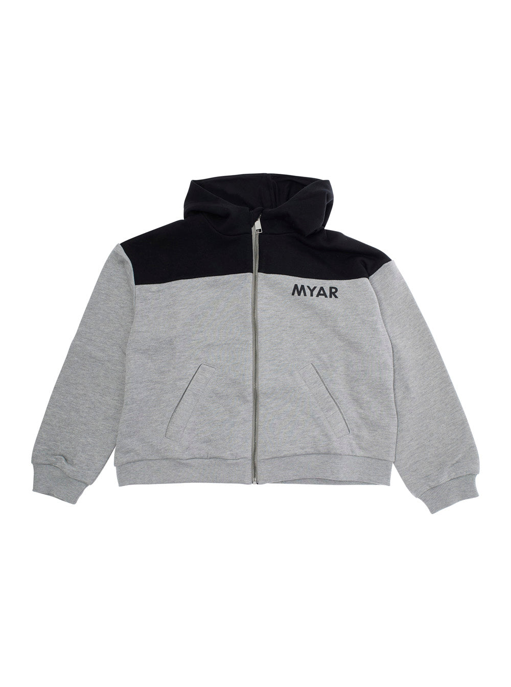 Multicolor Sweatshirt With Fixed Hood And Logo Lettering On The Front Cotton Boy Grey Sweatshirts
