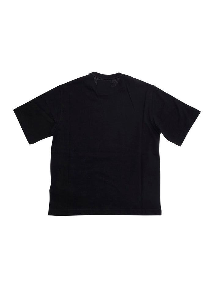 Black Crewneck T-Shirt With Maxi Print On Front And Rear Cotton Boy Tshirts Polo Shirts