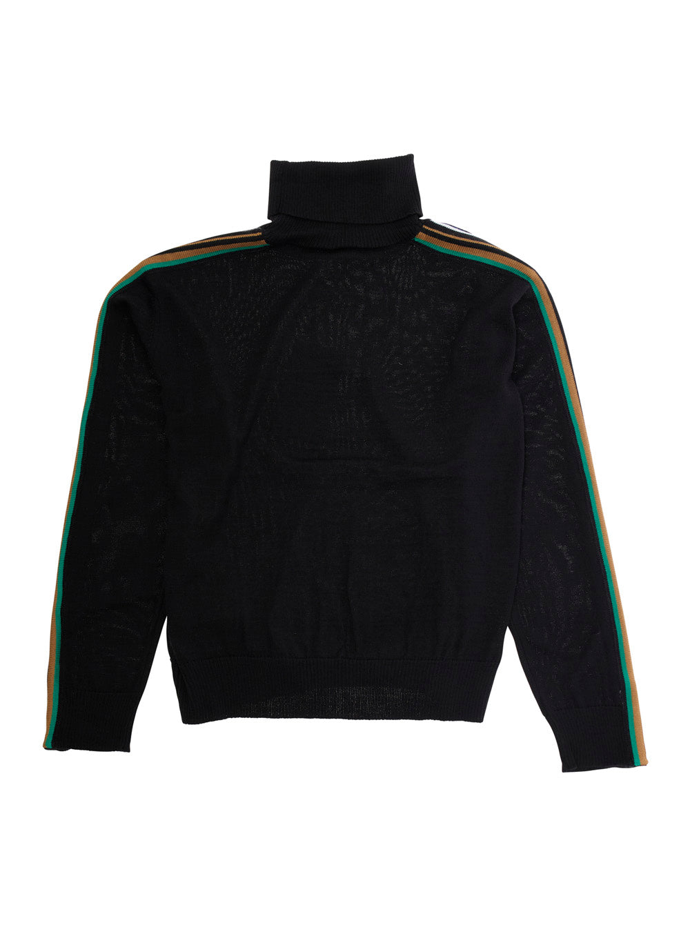 Black High Neck Sweater With Logo Patch Wool Blend Boy Acrylic Jersey