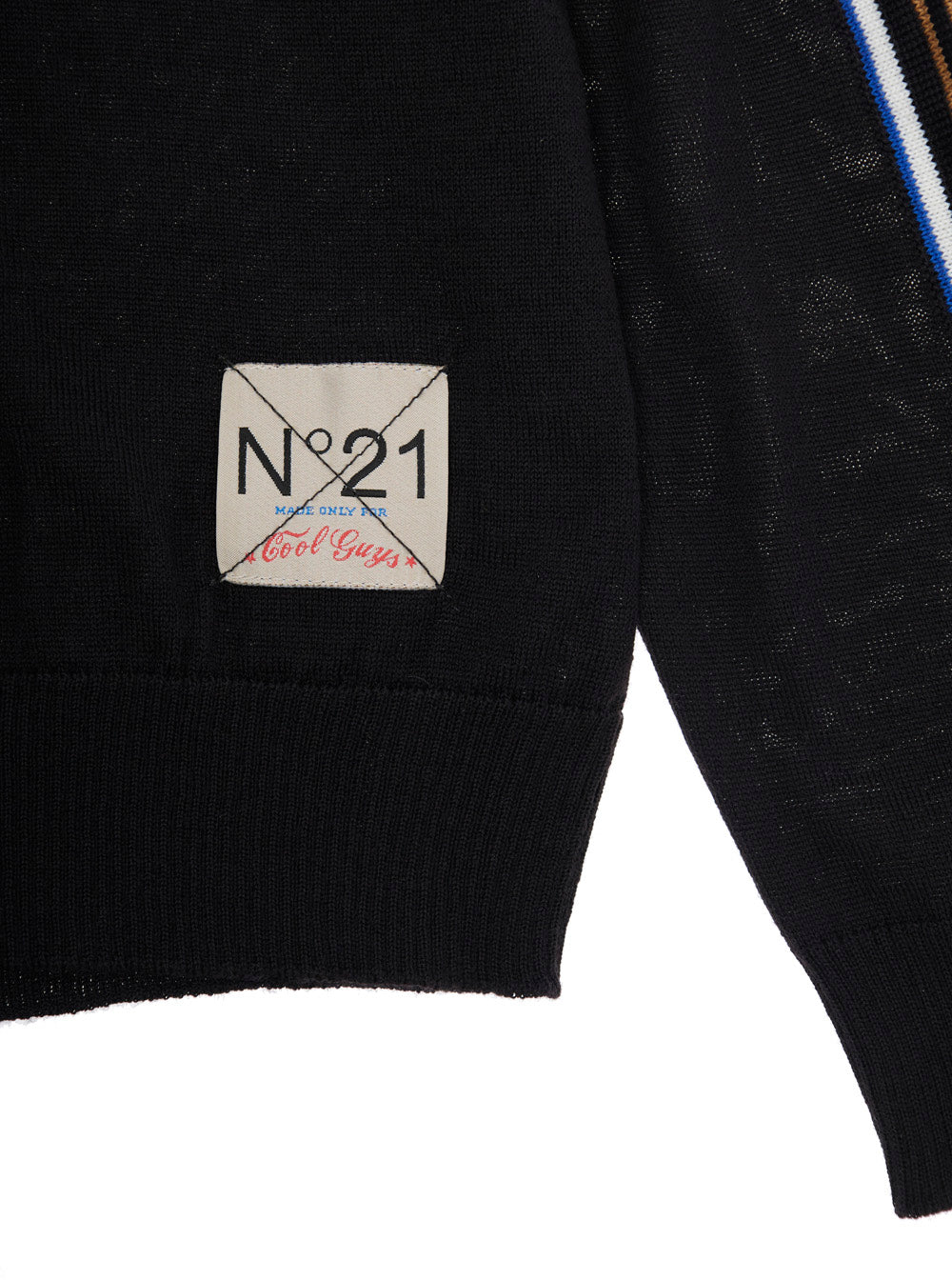 Black High Neck Sweater With Logo Patch Wool Blend Boy Acrylic Jersey