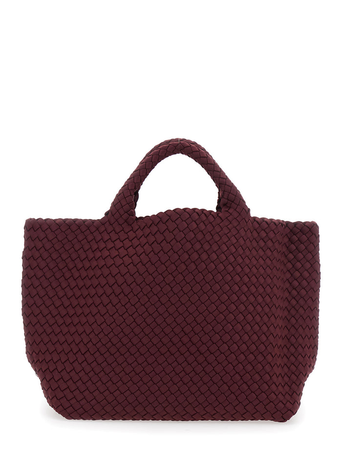 St Barths Bordeaux Handbag With Braided Design And Removable Pouch On The Inside Ecoleather Woman Neoprene Hand Bags