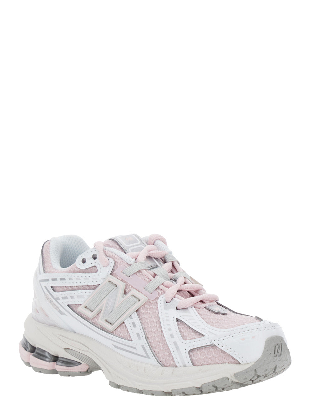1906R Pink Low Top Sneakers with Logo Detail in Mix of Techno Fabrics Girl Synthetic Fabric