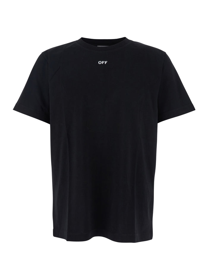 Brush Arrow Black Crewneck T-Shirt With Logo Lettering Detail On The Front And Arrows Motif Rear Cotton Man Tshirts Polo Shirts