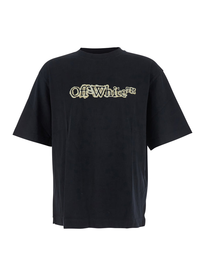 Cloudy Arrow Black Crewneck T-Shirt With Logo Lettering On The Front And Maxi Arrows Rear Cotton Man Tshirts Polo Shirts