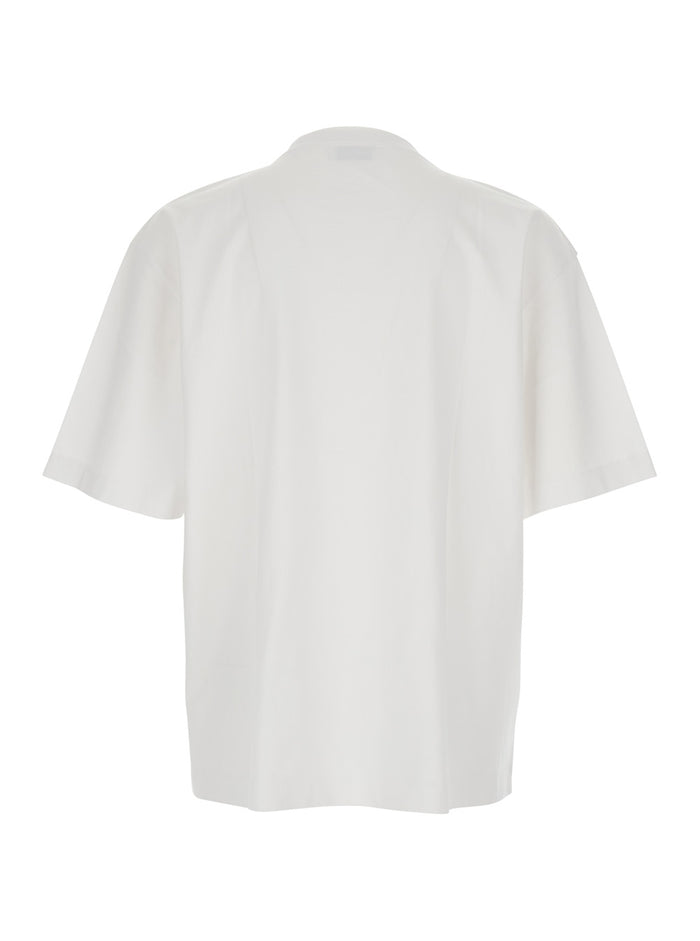 White Crewneck T-Shirt With Logo Lettering On The Front Cotton Man Tshirts And Polo Shirts