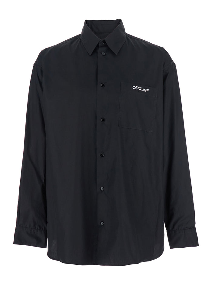 Brush Arrow Black Shirt with Logo Lettering on the Front and Maxi Print Rear in Cotton Blend Woman Blouses