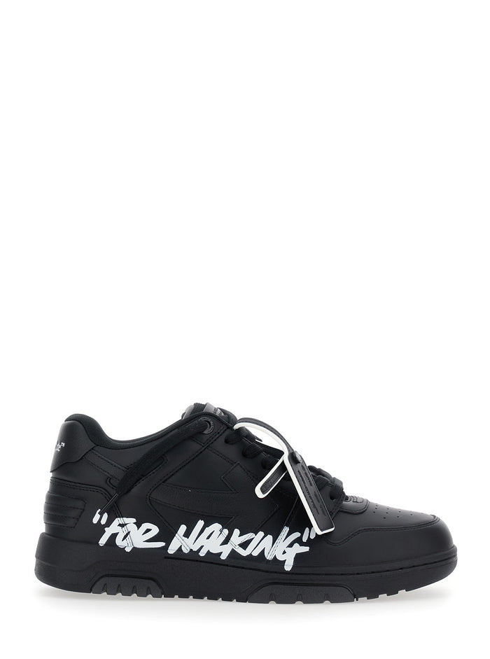 Out Of Office Black Low Top Sneakers With Arrow Patch Leather Man