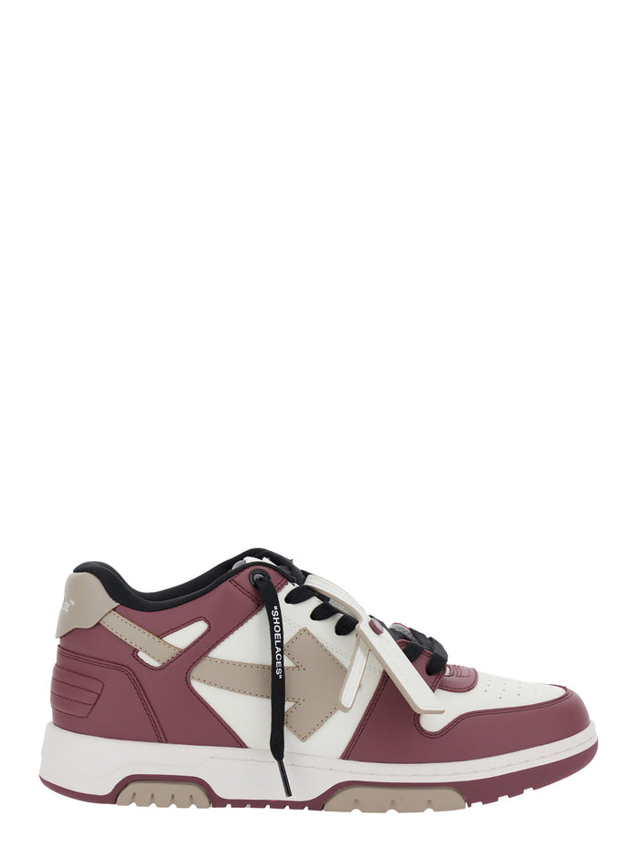Out Of Office Bordeaux Low Top Sneakers With Arrow Motif And Zip-Tie Tag Leather Man