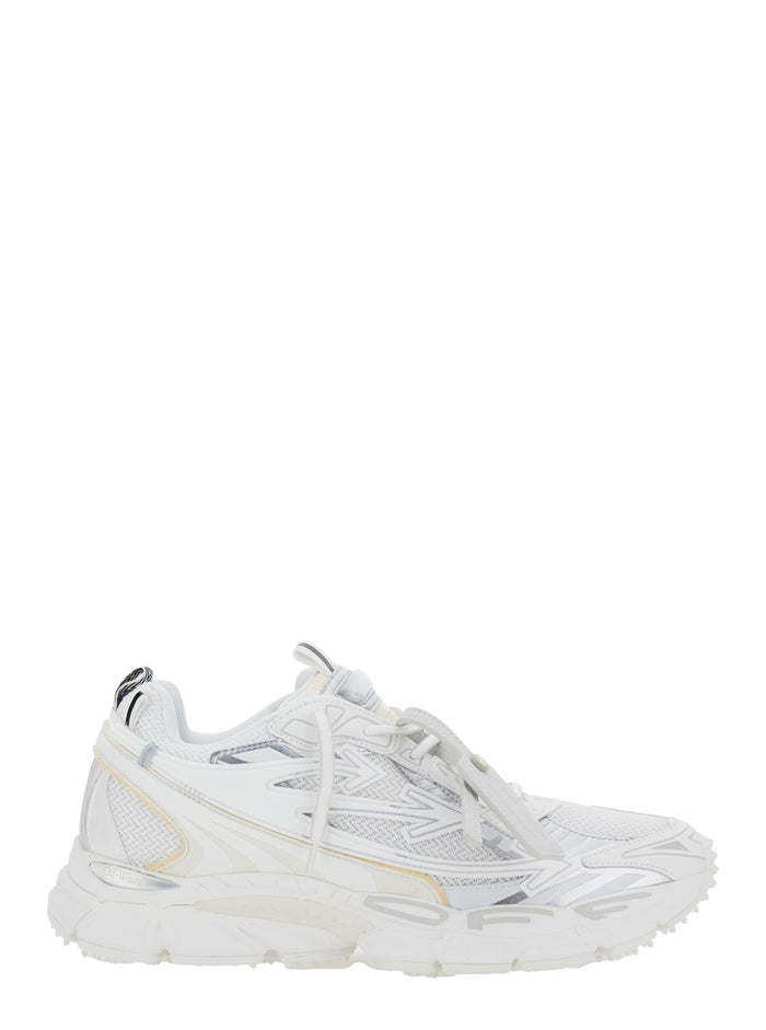 Ow Be Right White Low Top Sneakers With Zip-Tie Detail Mesh And Leather Man