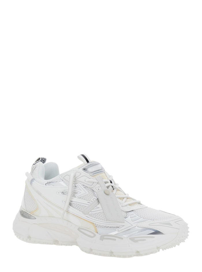 Ow Be Right White Low Top Sneakers With Zip-Tie Detail Mesh And Leather Man