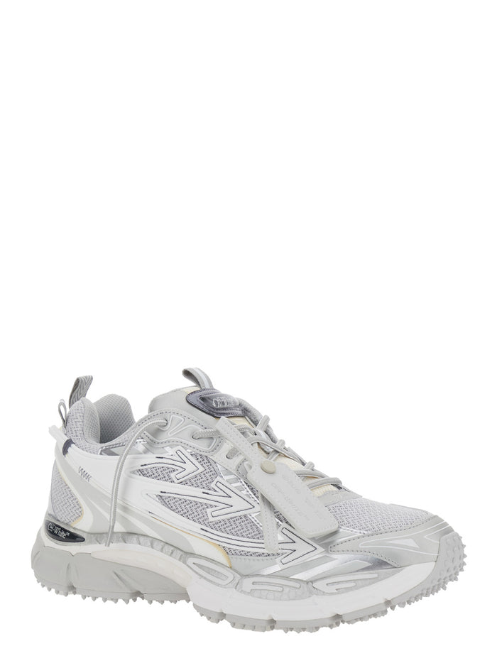 Ow Be Right Grey Low Top Sneakers With Zip-Tie Detail Mesh And Leather Man
