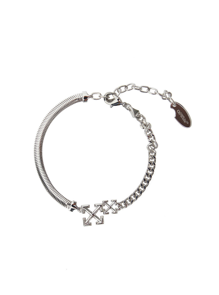 Silver-Tone Bracelet With Arrow Logo And Lobster Clasp Metal Man Metallic