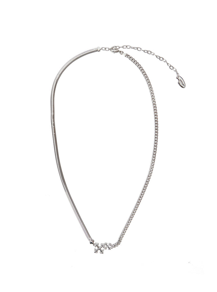 Silver-Tone Neckalce With Arrow Logo And Lobster Clasp Metal Man Metallic Necklaces