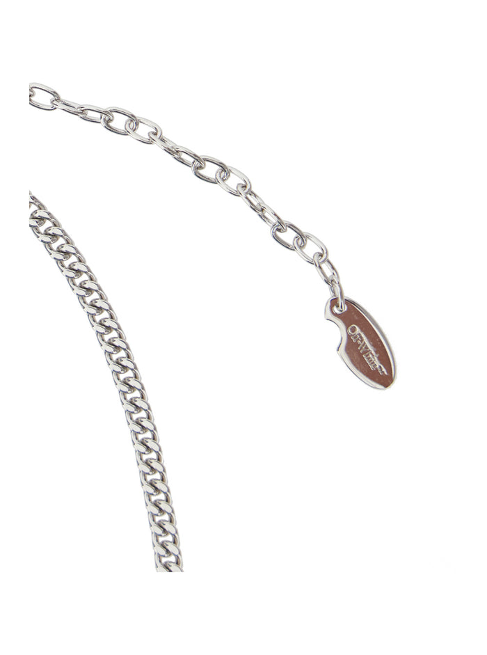 Silver-Tone Neckalce With Arrow Logo And Lobster Clasp Metal Man Metallic Necklaces