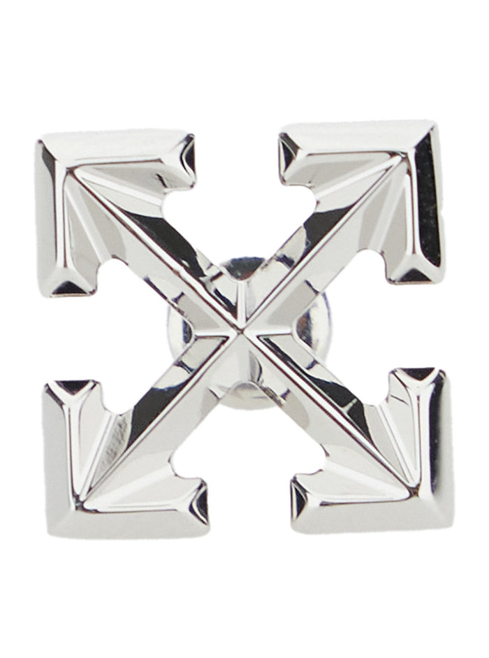 Silver-Tone Earrings With Arrow Design Metal Man Metallic