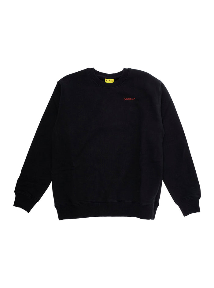 Black Crewneck Sweatshirt with Logo Lettering on the Front and Arrow Print Rear in Cotton Boy Sweatshirts