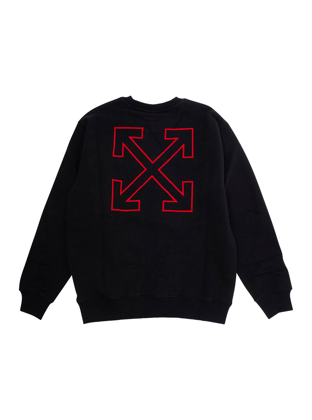 Black Crewneck Sweatshirt with Logo Lettering on the Front and Arrow Print Rear in Cotton Boy Sweatshirts