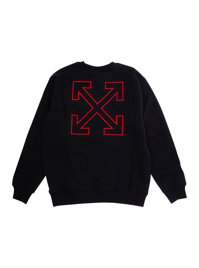 Black Crewneck Sweatshirt with Logo Lettering on the Front and Arrow Print Rear in Cotton Boy Sweatshirts