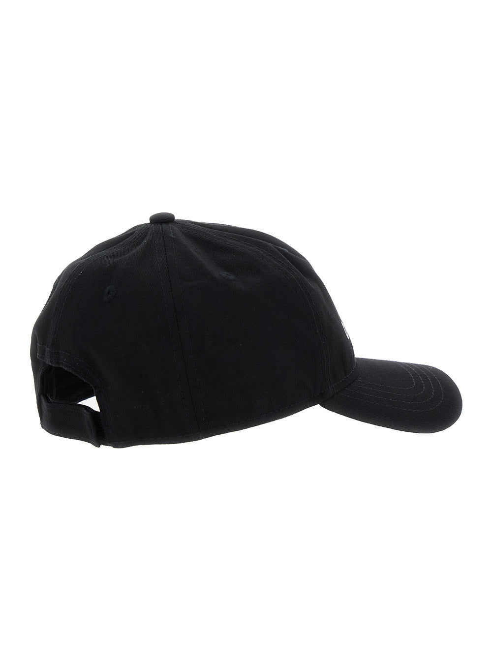 Black Baseball Cap with Logo Lettering on the Front in Cotton Boy Fabric Hats And Gloves