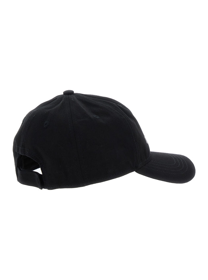 Black Baseball Cap with Logo Lettering on the Front in Cotton Boy Fabric Hats And Gloves