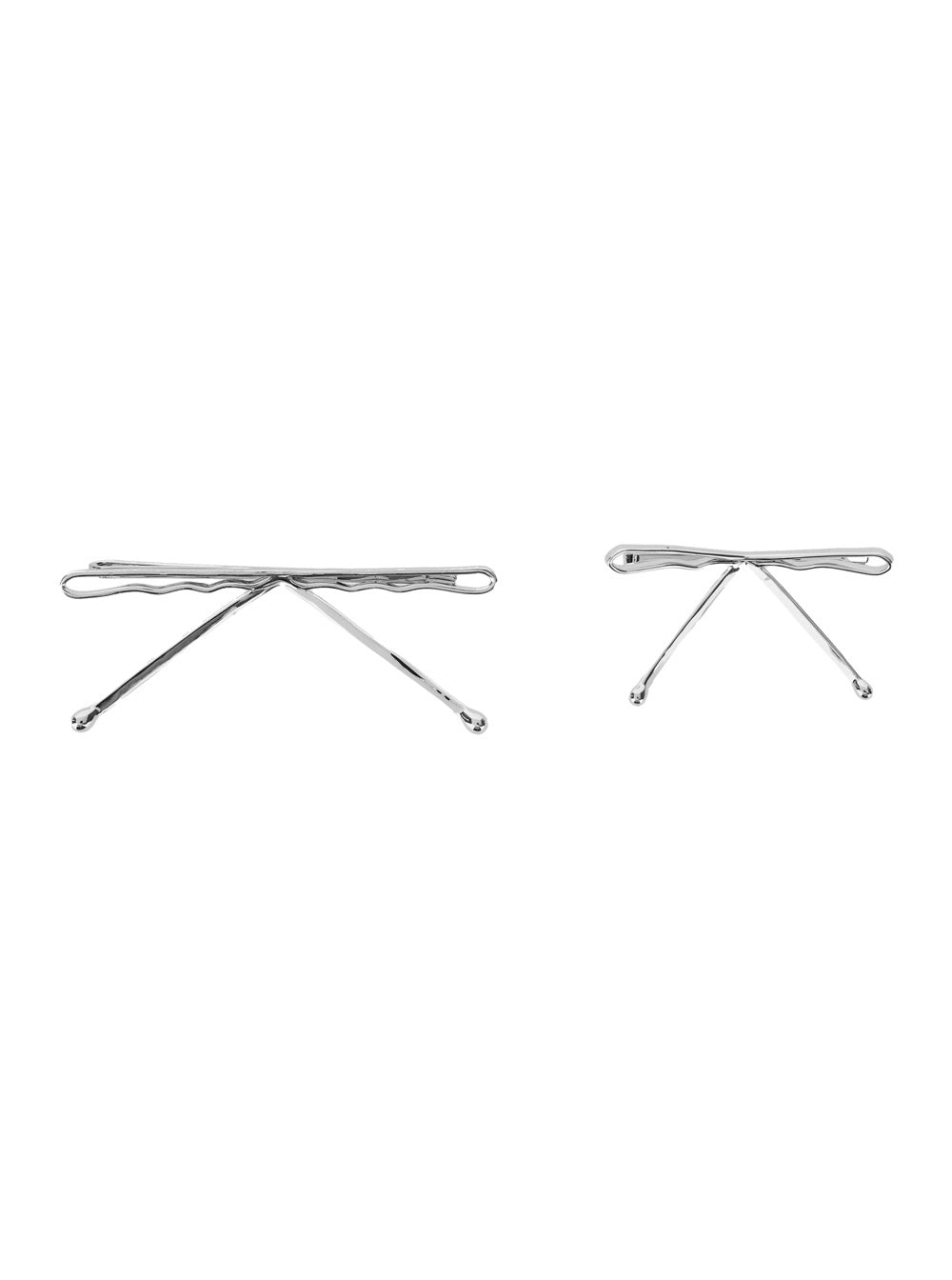 Silver Colored Set of Two Hair Clips with Bow Design in Metal Women Metallic Accessories