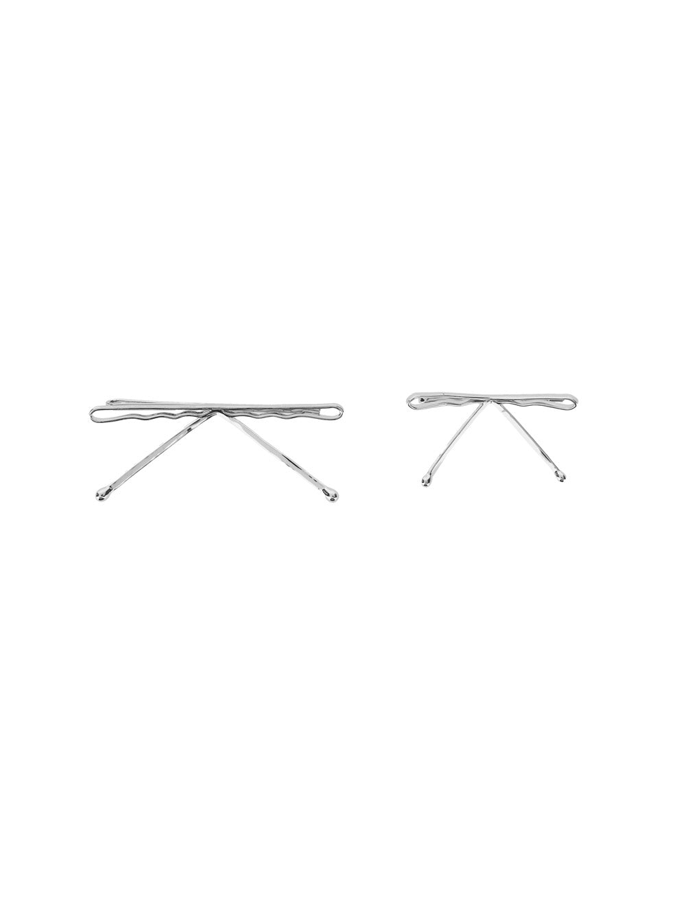 Silver Colored Set of Two Hair Clips with Bow Design in Metal Women Metallic Accessories