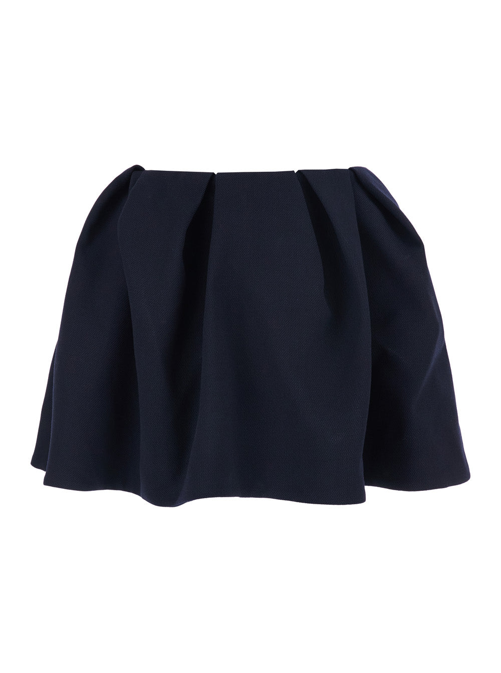 Blue Pleated Miniskirt with Rear Concealed Zip Closure in Wool Woman Blu Skirt